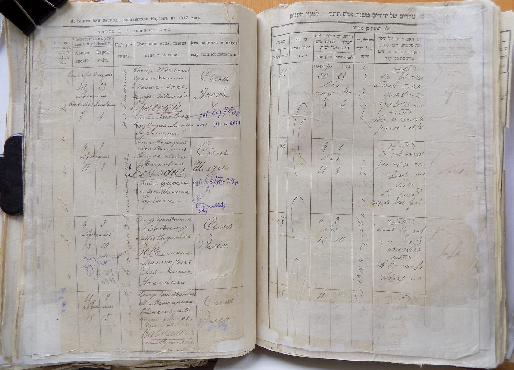 Метрическая запись о рождении Якова Бродского, 1917 год